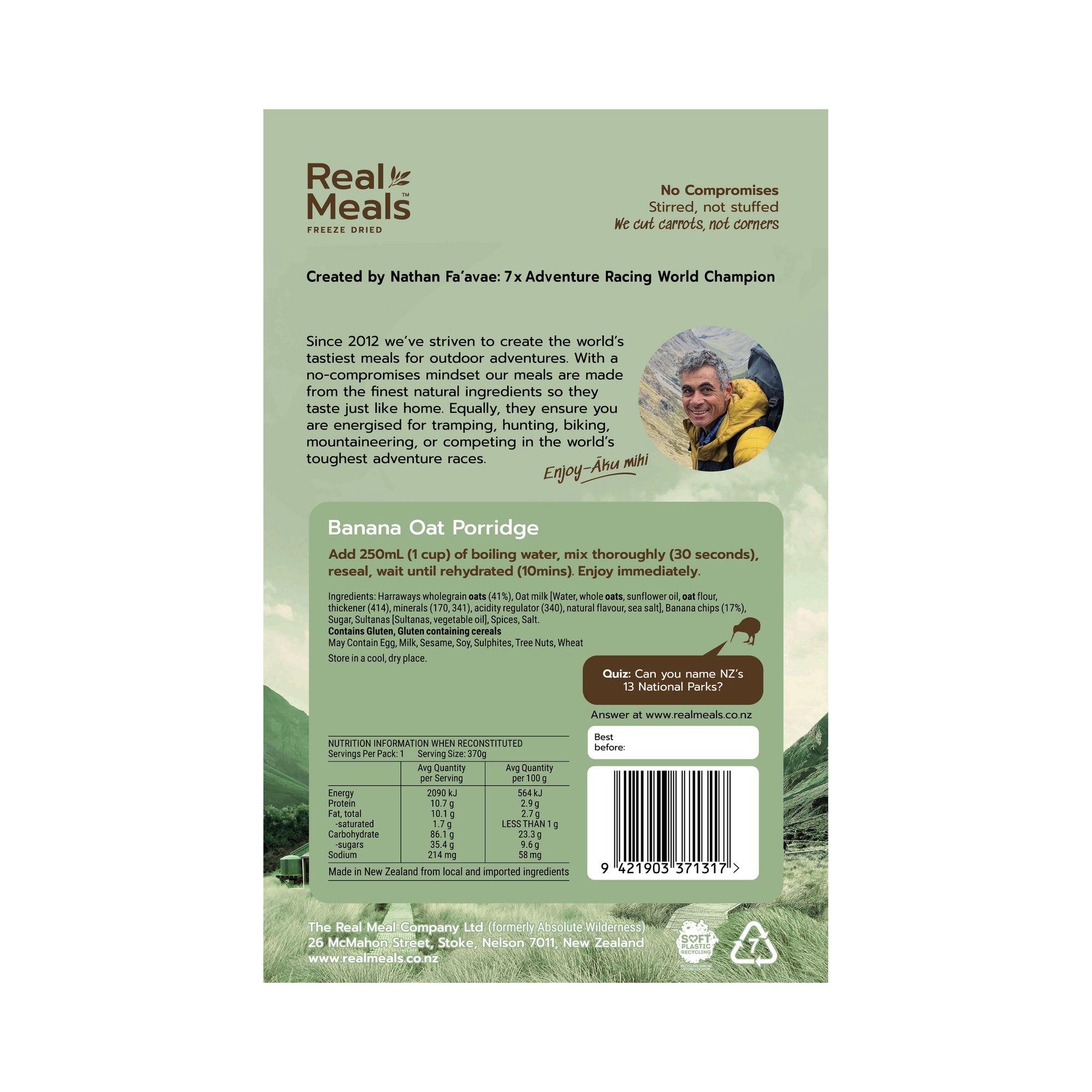 REAL MEALS - BANANA OAT PORRIDGE