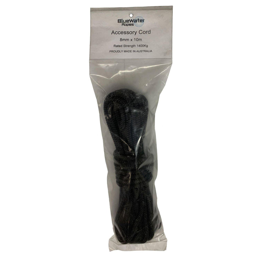 BLUEWATER - STATIC NYLON CORD 8MM Black - Outdoor eStore Australia - outdoorestore.com.au